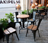 美式实木咖啡厅桌椅酒吧西餐厅阳台桌椅组合奶茶店洽谈户外小圆桌