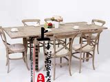 法式复古实木可拉伸抽拉橡木餐桌 欧式伸缩多功能做旧餐桌 可定制