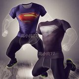 运动紧身衣短袖超人蝙蝠侠t恤男跑步健身衣篮球PRO背心弹力速干衣