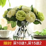 玫瑰花餐桌上的装饰花假花客厅摆设花艺仿真花白红欧式花束绢花