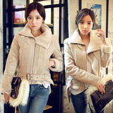 2015新款鹿皮绒羊羔毛短外套女韩国短款大衣加厚冬装机车棉服