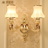欧式水晶壁灯锌合金玉石壁灯奢华大气客厅过道墙壁灯温馨床头灯