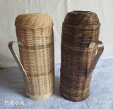竹编暖壶皮暖瓶壳仿古竹制品暖壶壳皮复古家用热水瓶壳5磅2L内胆