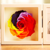 永生花礼盒相框七彩巨型玫瑰送闺蜜女友生日结婚礼物