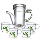 邦田茶具全玻璃茶壶套装耐高温花茶壶加厚透明红茶泡茶壶过滤