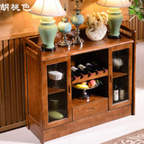 新中式橡木餐边柜 实木茶水柜带酒架三抽屉储物餐边柜 多功能橱柜