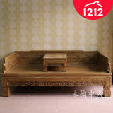 老榆木雕花罗汉床山水全实木仿古典明清罗汉塔客厅沙发床中式家具