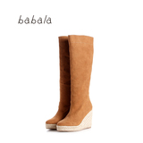 芭芭拉babala冬季新款高筒靴过膝长靴女鞋坡跟英伦潮女骑士靴