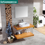 简约现代浴室柜组合台上盆橡木台面美式卫浴柜挂墙式实木吊柜特价