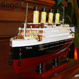 Snnei 泰坦尼克号轮船模型摆件 地中海帆船模型仿真实木质工艺船