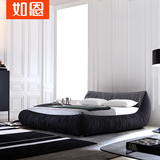 如恩 布艺床现代简约1.8米双人床1.5米布床可拆洗软体大床婚床D06