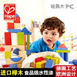 德国Hape50粒积木婴儿童环保大块木制玩具宝宝1-2-3周岁生日礼物
