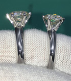 18K白金超白FO系列D色莫桑石钻石女款戒指克拉经典六爪款婚戒礼物