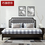 北欧双人床1.8米皮软靠木床小户型现代简约主卧室家具实木框婚床