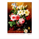 大幅手绘装饰画二代彩色加厚框diy数字油画客厅风景花卉