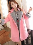 2015冬季羊羔毛外套鹿皮绒粉色大衣中长款宽松加厚韩版棉衣女装潮