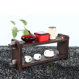 悠悠娃日式茶具架 烧桐木二三四五六层置物架 实木茶道展示茶杯架