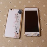 白色猫咪iphone4S钢化玻璃膜6PLUS卡通彩膜苹果5s全屏高清膜se膜
