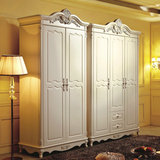 法式奢华衣柜简易三门衣橱 欧式实木1.2米二门衣柜 1.6米三门衣柜