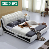 床 皮床真皮床软床双人床婚床1.8米1.5米简约现代床品牌床白色床