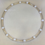 【精品】mikimoto G18K8-8.5正圆珍珠项链白透粉天然满天星锁骨链