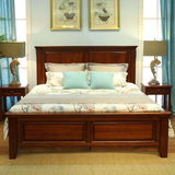 美式全实木床双人床1.8米复古白蜡木做旧乡村床制样板房卧室床