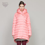 tanni 甜美粉色中长款泡泡领宽松优质保暖羽绒服 女装