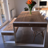 美式loft实木餐桌椅现代简约小户型餐桌 北欧餐厅咖啡厅桌椅组合
