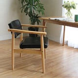 北欧实木餐椅 欧式扶手餐厅椅子 简约布艺沙发椅休闲书桌洽谈桌椅