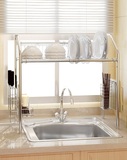 厨房用水槽上多功能碗碟置物架 简易304不锈钢洗手池碗盘沥水架子