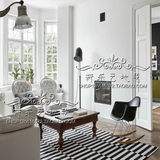 时尚现代黑白条纹格子手工加厚地毯客厅茶几卧室满铺大地毯可定做