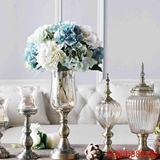 欧式新古典水晶玻璃茶色高脚花瓶 美式家居客厅样板间软装饰摆设