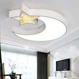 LED吸顶灯儿童房水晶创意温馨星星月亮男女孩房间客厅卧室灯具饰