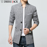 Deere Jack2016春季新款韩版修身男士西服潮男装中长款休闲外套
