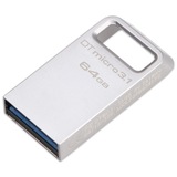 金士顿（Kingston）DTMC3 64GB USB3.1 金属U盘 银色便携环扣（