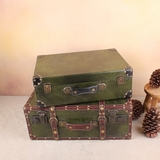 复古旅行箱古董手提箱短途行李箱摄影道具箱橱窗展示箱装饰木箱子