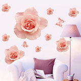 墙贴卧室客厅电视背景墙装饰墙画 浪漫床头贴花可移除 粉色玫瑰花