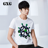 GXG男装 男士短袖T恤 时尚修身白色圆领短袖T恤#52244158