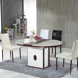 多功能钢化玻璃餐桌椅组合现在简约伸缩折叠饭桌客厅实木圆形餐台