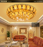 豪华客厅led金色水晶圆形吸顶吊灯大气遥控大厅家用大灯1/1.2米顶