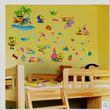 海绵宝宝儿童房卧室幼儿园卡通墙画自粘壁纸墙壁贴纸贴画包邮