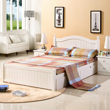 特价欧式风格白色实木床 简约儿童床 成人床双人床储物抽屉床拖床