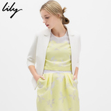 Lily2016春新款女装纯色搭扣设计显瘦通勤修身西装115130C2306