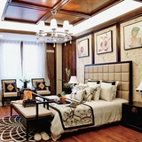 新中式床水曲柳婚床 现代简约实木床 美式别墅样板房卧室家具定制