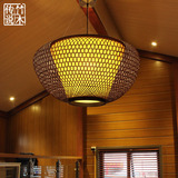 新中式东南亚竹编吊灯 简约客厅卧室灯创意茶楼伴月田园艺术灯具