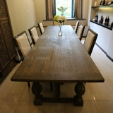 美式复古做旧餐桌北欧实木6人餐桌椅组合法式样板房餐厅定制餐桌