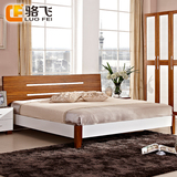 骆飞简约现代家具实木板木烤漆床白色1.5米1.8米双人床特价LA801