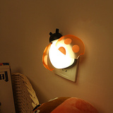 创意甲壳虫声光控感应LED小夜灯插座灯带开关节能卧室床头喂奶灯