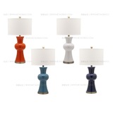 新中式美式现代简约卧室书房别墅客厅床头橙色深蓝色白色陶瓷台灯