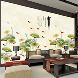 除贴花中国风荷花墙贴纸温馨 创意卧室客厅防水墙纸贴画装饰可移